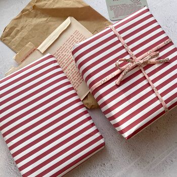 Burgundy Wide Stripe Paper Fibre Wrapping/Patterned Paper Sheet, 6 of 12