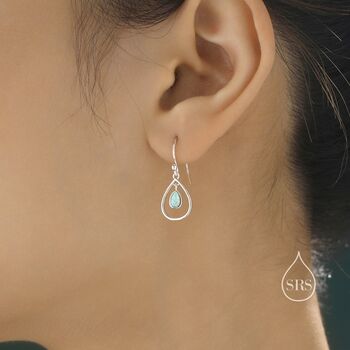 Sterling Silver Opal Droplet Drop Hook Earrings, 2 of 12