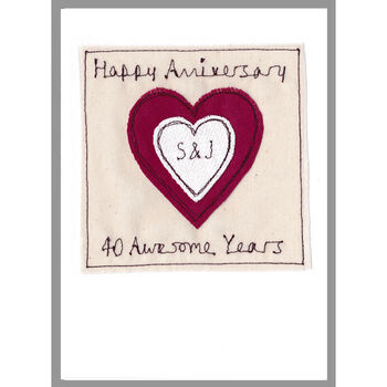Personalised 40th Ruby Wedding Anniversary Card, 8 of 11