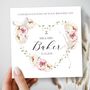 Floral Wedding Day Floral Wreath Card, Mr And Mrs Heart Wedding Card, thumbnail 2 of 3