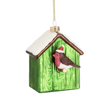 Birdhouse With Robin Shaped Bauble, 4 of 5