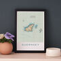 Framed And Personalised Guernsey Map Print, thumbnail 3 of 6