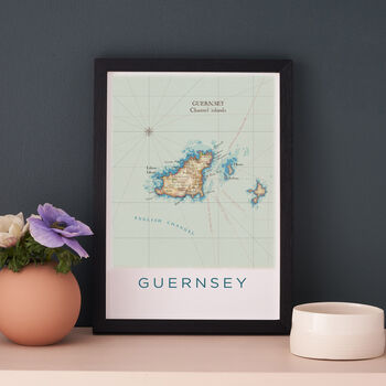 Framed And Personalised Guernsey Map Print, 3 of 6