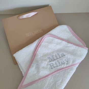 Personalised Baby Hooded Cotton Towel Monogram Gift, 3 of 11