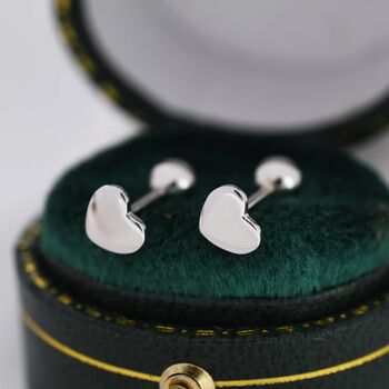 Heart Screwback Earrings In Sterling Silver, 3 of 11