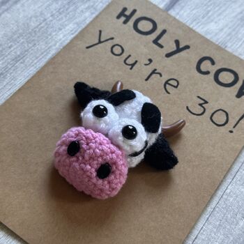 Personalised Age Cow Crochet Birthday Card Handmade, 11 of 12