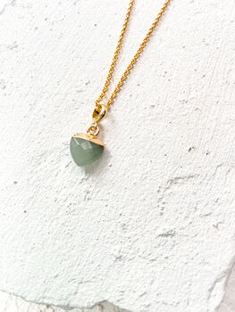 Aventurine Heart Necklace 18k Gold Plated Christmas Gift Present, 3 of 5