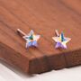 Aurora Ab Cz Star Stud Earrings In Sterling Silver, thumbnail 3 of 8