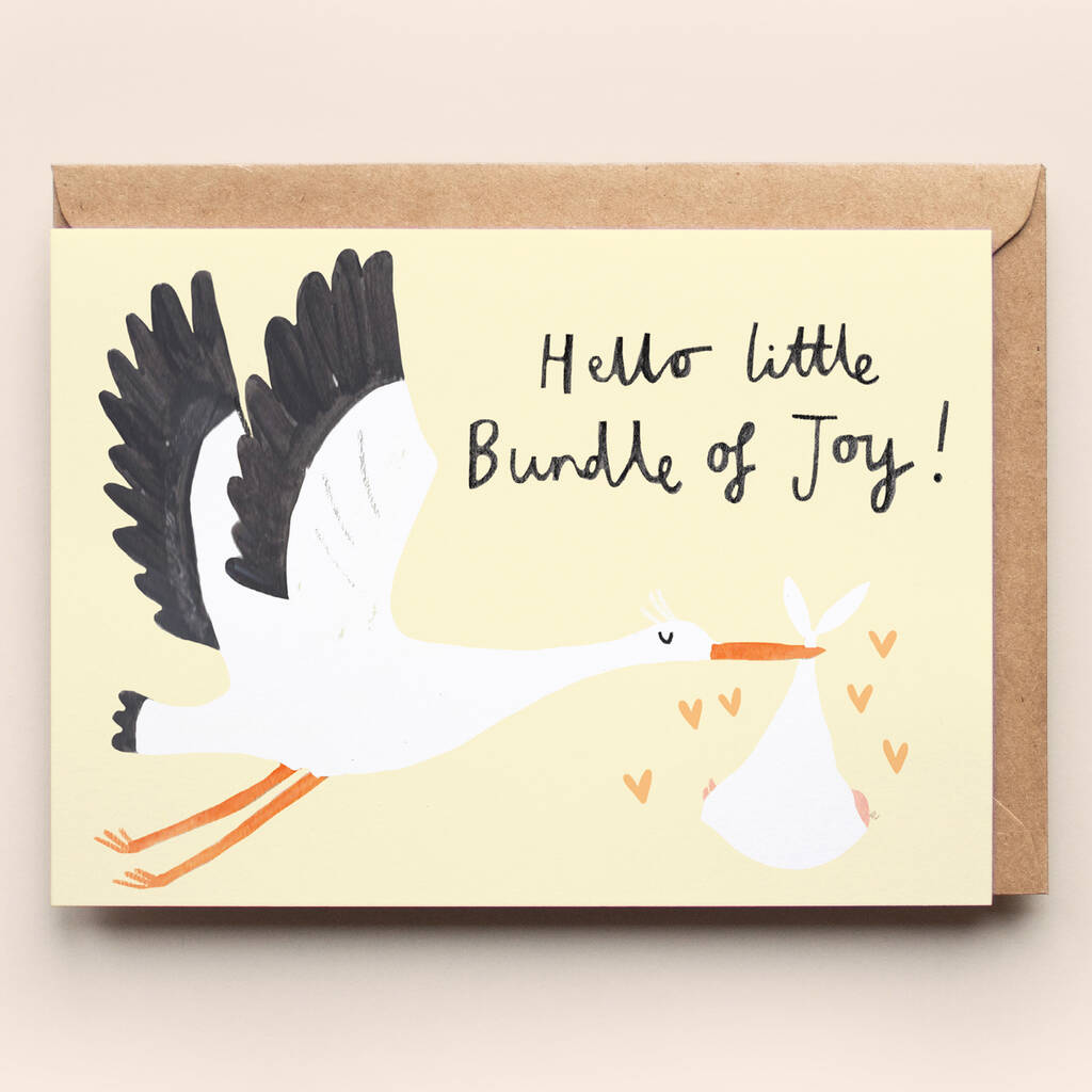 New Baby Stork Card By Darcie Olley