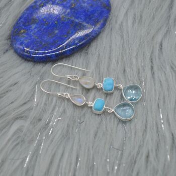 Moonstone Turquoise Blue Topaz Earrings, 9 of 11