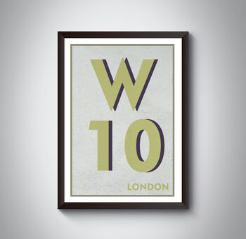 W10 Kensal Green London Postcode Typography Print, 8 of 11