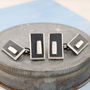 Double Sided Chain Cufflinks. Black Rectangle Cufflinks, thumbnail 2 of 11