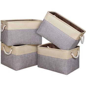 Set Of Four Storage Baskets Foldable Fabric Boxes, 4 of 7
