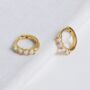 18 K Gold Plated Opal Huggie Hoop Earrings, thumbnail 5 of 10