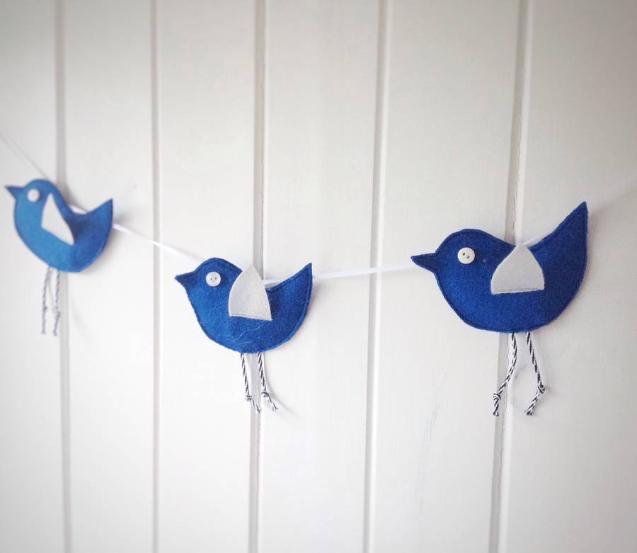 felt bird garland by the secret craft house