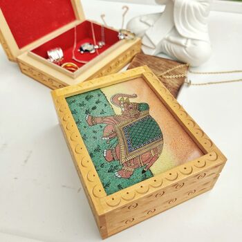 Handmade Elephant Wooden Indian Vintage Jewellery Box, 6 of 7