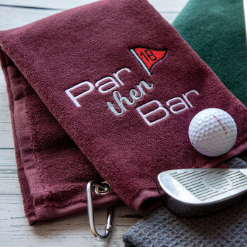 Personalised Par Then Bar Novelty Golf Towel, 2 of 12