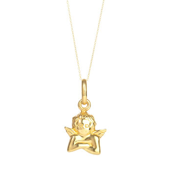 18ct Gold Plated Large Puffy Cherub Pendant, 5 of 7