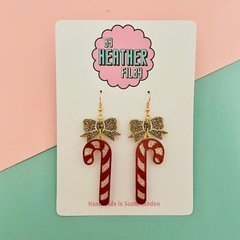 Glitter Candy Cane Christmas Earrings *More Colours Available*, 9 of 10