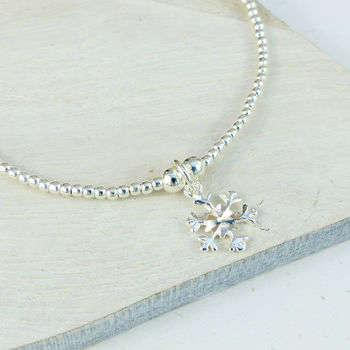 Sterling Silver Snowflake Beaded Bracelet, 3 of 3