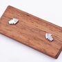 Fish Bone Stud Earrings In Sterling Silver, thumbnail 2 of 12