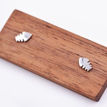 Fish Bone Stud Earrings In Sterling Silver, 2 of 12