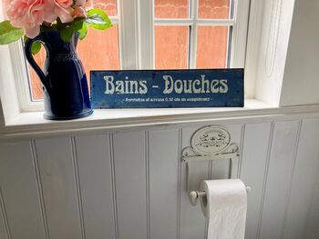 French Salle De Bain Bathroom Sign Vintage Metal Plaque, 2 of 7