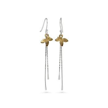 Floral Mixed Metal Drop Earrings, 3 of 4