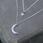 Sterling Silver Two Layer Crescent Moon And Star Pendant Necklace, thumbnail 7 of 12