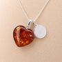 Personalised Sterling Silver Baltic Amber Heart Pendant Necklace, thumbnail 3 of 11