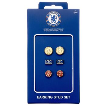 Chelsea Football Club Set Of Three Stud Earrings, 2 of 2