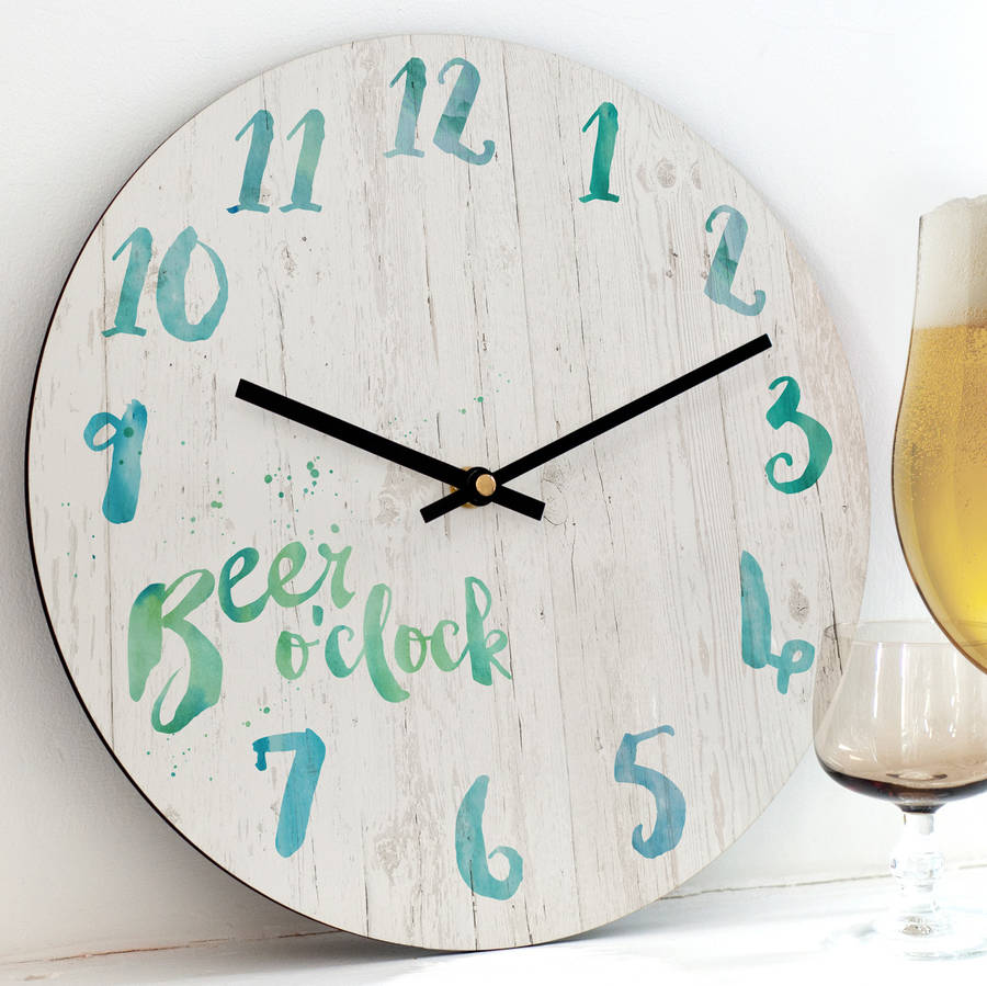 'beer o'clock' clock by the drifting bear co.