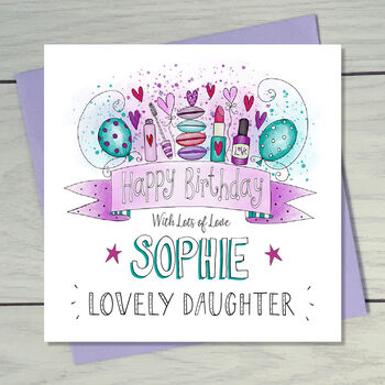 Daughter Lipstick And Macaroons Birthday Card, 4 of 4