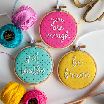 'Just Breathe' Embroidery Hoop Sign, 3 of 3