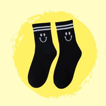 Smiley Face Two Stripe Sock Letterbox Gift Five Pairs, 5 of 8