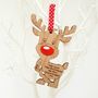 Double Sided Oak Ruldoph Reindeer Tree Decoration, thumbnail 5 of 5