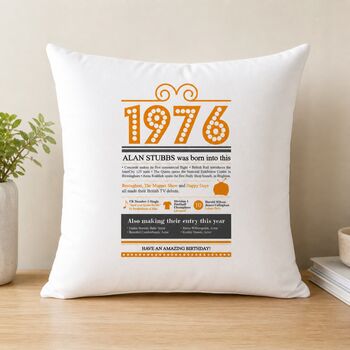 Personalised 50th Birthday Gift 1976 Cushion, 3 of 10