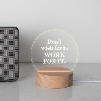 Engraved 'Don't Wish For It Work For It' Mini Desk Lamp, 7 of 7