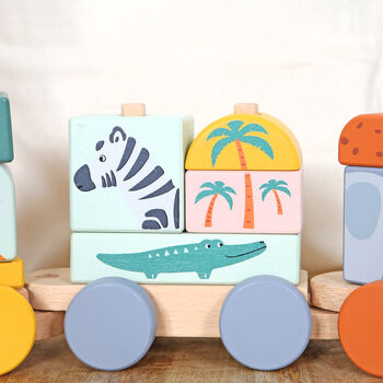 Animal Wooden Train Toy With Personalised Bag, 4 of 4