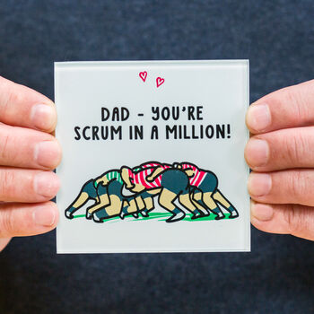 'Scrum In A Million' Rugby Coaster For Dad, 3 of 4