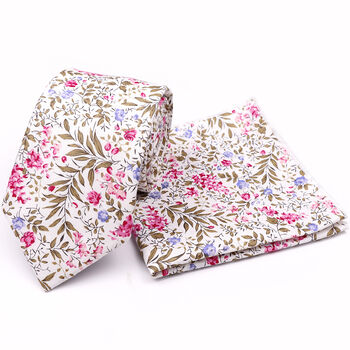 Mens Luxury Pink Floral Tie Gift Box Set, 3 of 4