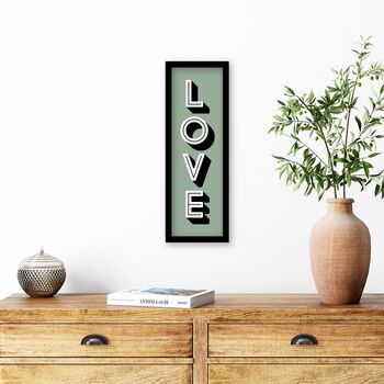 Framed Vertical Typography Love Print, 3 of 9