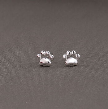 Sterling Silver Paw Print Earring Studs 'Pawsome', 2 of 4