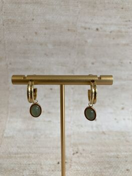 Dangle Hoop Mint 18 K Gold Plated Earrings, 3 of 5