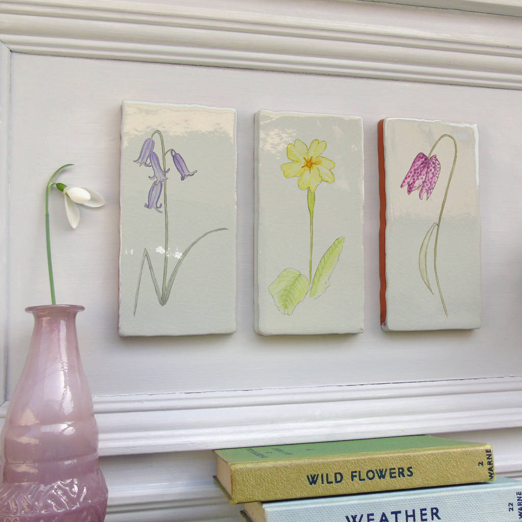 Bluebell Ceramic Tile Wall Art By littlebirdydesigns