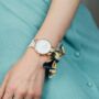 Blue Floral Changeable Women Cotton Strap Wrist Watch, thumbnail 1 of 5