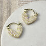 White Pearl Heart Hoop Earrings, thumbnail 3 of 4