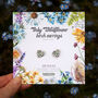 Inky Forget Me Not Cluster Birch Stud Earrings, thumbnail 9 of 10