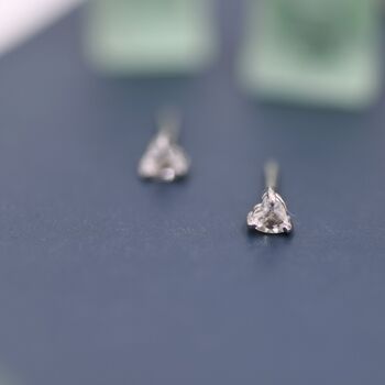 Genuine Quartz Crystal Heart Stud Earrings, 4 of 9