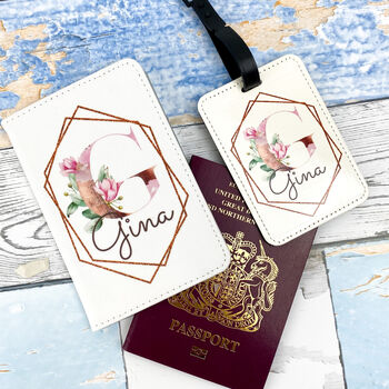 Personalised Monogram Passport Cover And Luggage Tag, 3 of 4